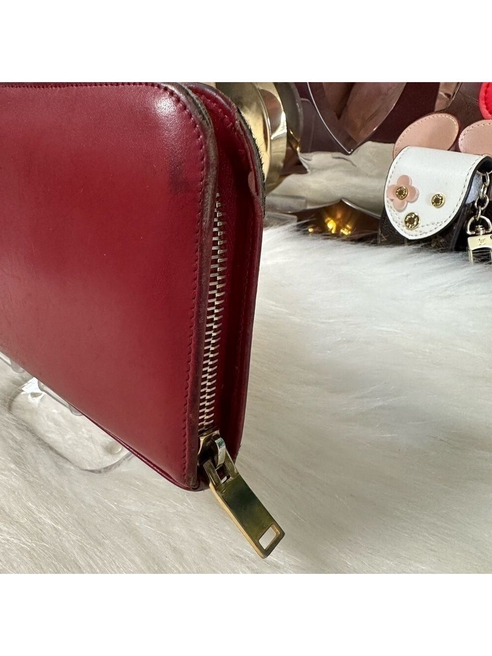 SAINT LAURENT PARIS RED LEATHER ZIP AROUND LONG WALLET YSL ITALIAN DESIGNER - Picture 14 of 16